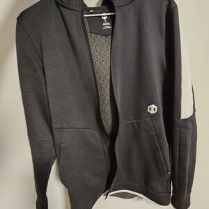 Under Armour Black Zip-Up Hoodie with White Accent pants